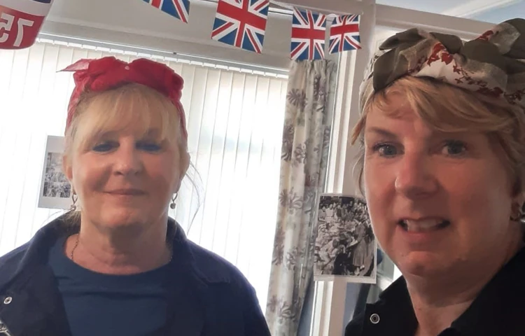 Staff enjoying VE day