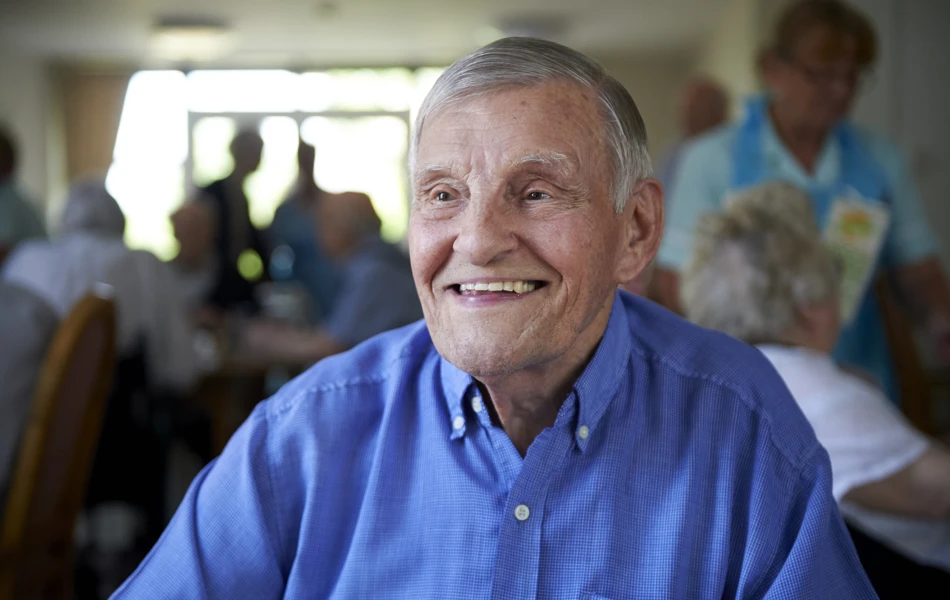 Smiling and happy resident at Westhall House