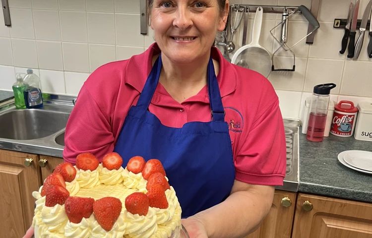 A beautiful cake baked at Sir Charles Starmer House, Darlington DL3 8PD