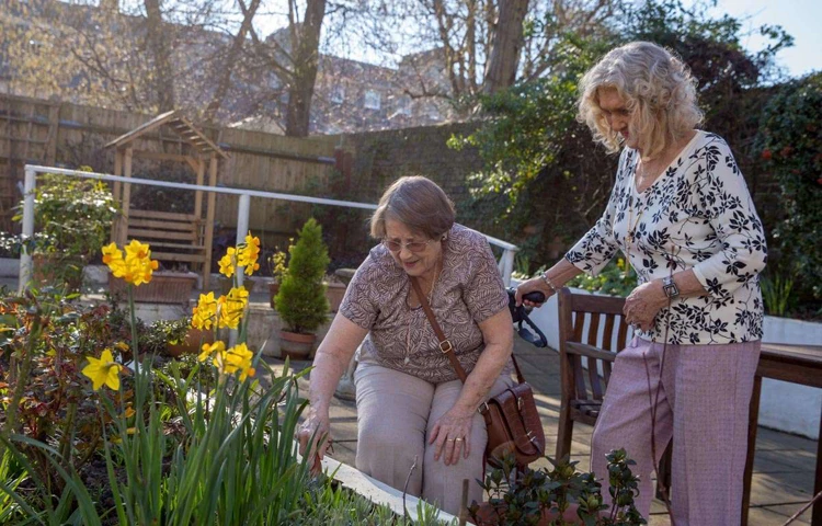 Residents doing some gardening at Abbeyfield House sheltered housing in Tunbridge Wells