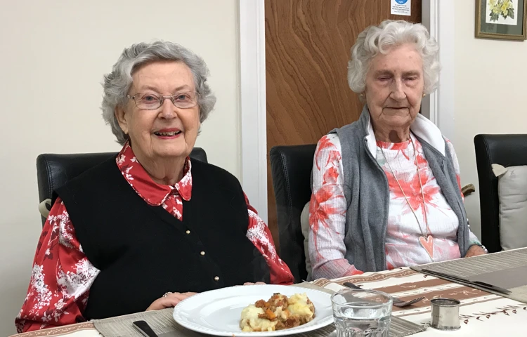 Residents a mealtime at Abbeyfield House, Sutton SM2 6HJ