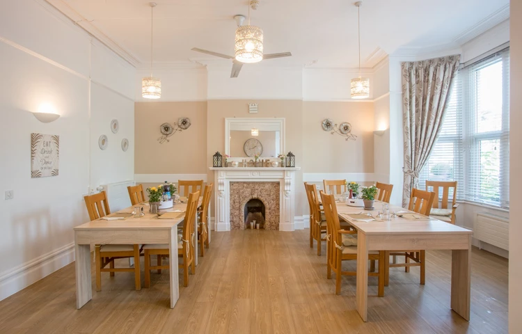 Beautiful-bright-communal-dining-room at Abbeyfield House, Bristol BS9 3AU