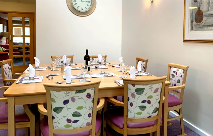 Communal dining area where residents come together to share meal times