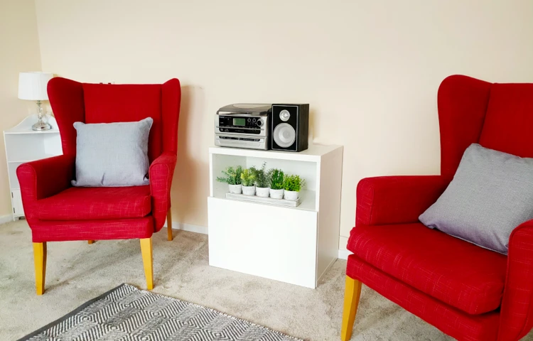 Bright and spacious resident lounge at St Mary's House