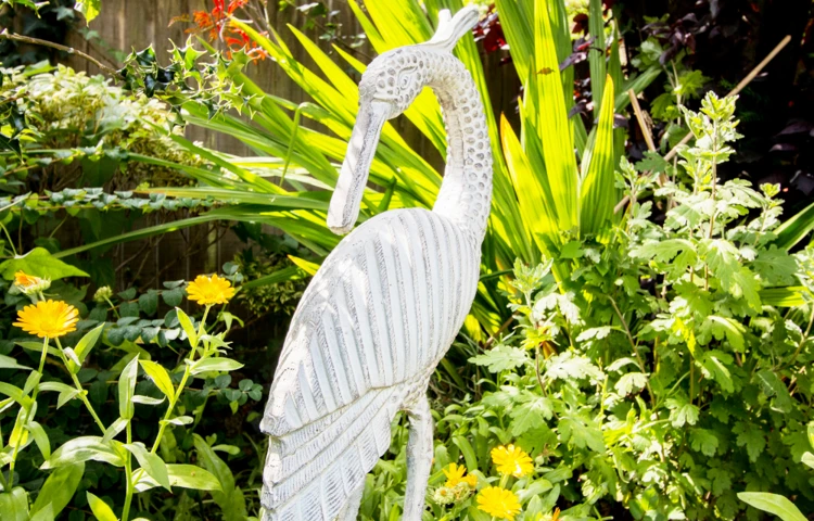 Ornate bird statue in the garden