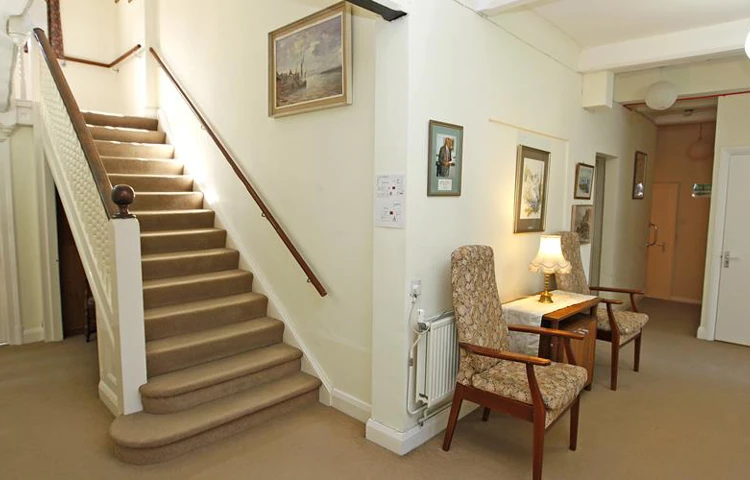 Stair and hallway at Abbeyfield House, Sutton SM2 6HJ