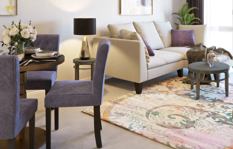 Modern, bright open plan lounge and dining room at Nonsuch Abbeyfield