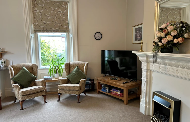 In the lounge of Abbeyfield House, Barnard Castle DL12 8BL
