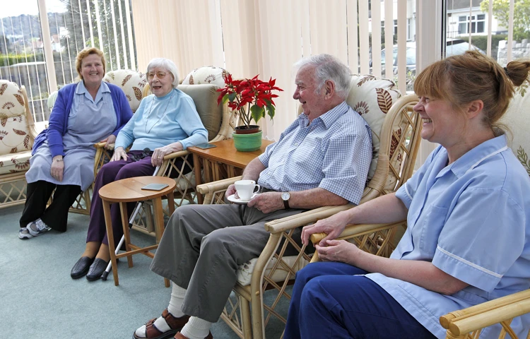 Staff and residents at Abbeyfield House, Colwyn Bay LL28 4RY
