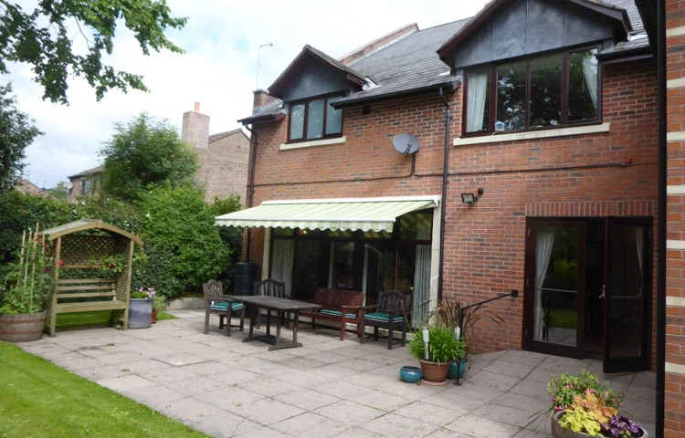 Rear patio of Abbeyfield House, Bishops Castle SY9 5PA